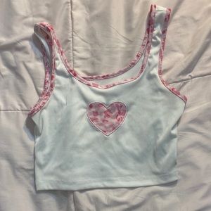 Shein tank top, size small, white and pink with heart in middle